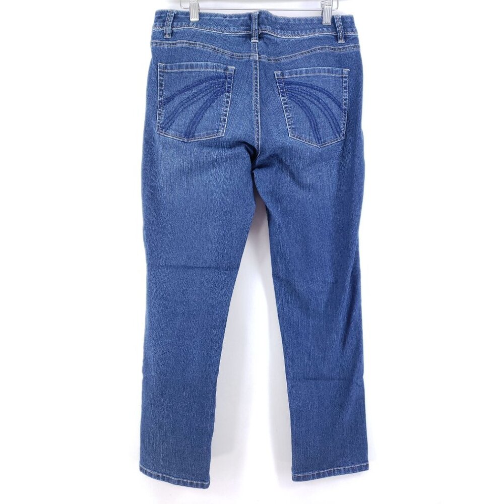 White House Black Market Womens Size 8 Straight Leg Denim Jeans Blue Mid-Rise - Picture 2 of 9